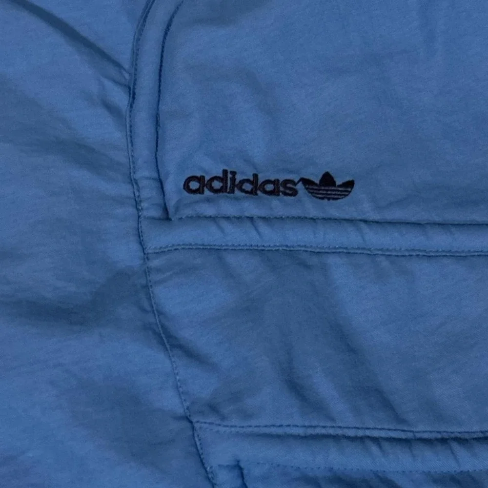 Vintage 80s Adidas Nylon‎ Blue Bomber Jacket Gilet With Removable Sleeves Size L